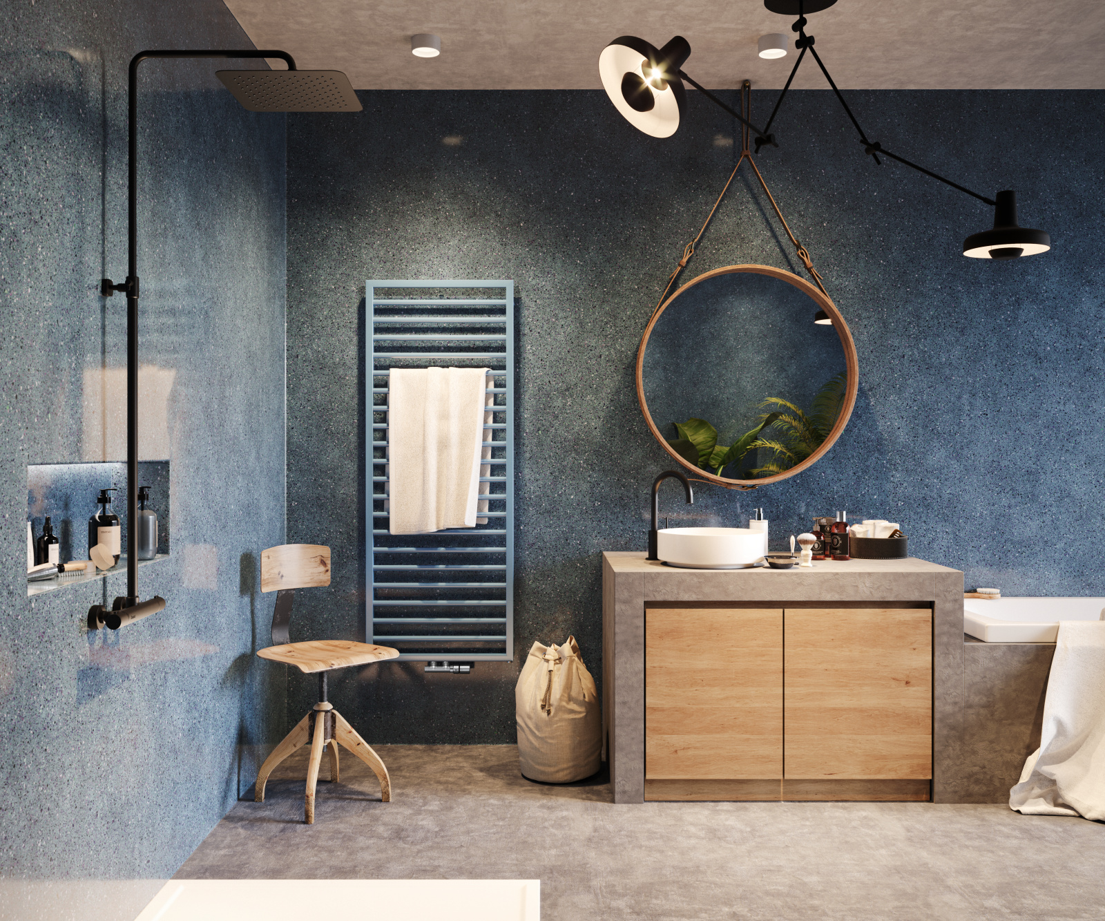 Zehnder_RAD_Subway-HY_milieu-bathroom_ChromeValve Rendering Zehnder Subway Decorative radiator Front view