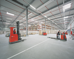 KiK, textile and non-food supplier, Germany, logistics center, forklift, employees, people, high bay warehouse, reference, Press connection, welded connection